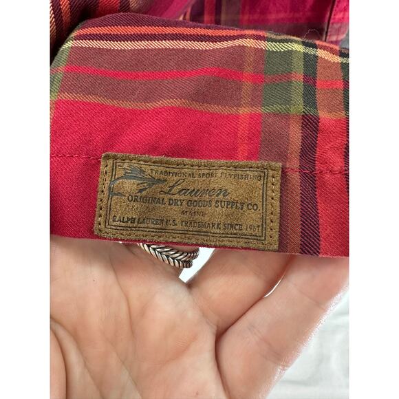 Vintage Lauren by Ralph Lauren Women's sz S Petite Red Plaid Button Down Flannel - Picture 10 of 11